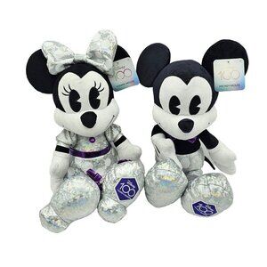 Disney Mickey Minnie Mouse 100 Years Of Wonder Plush Toys Limited Edition Silver